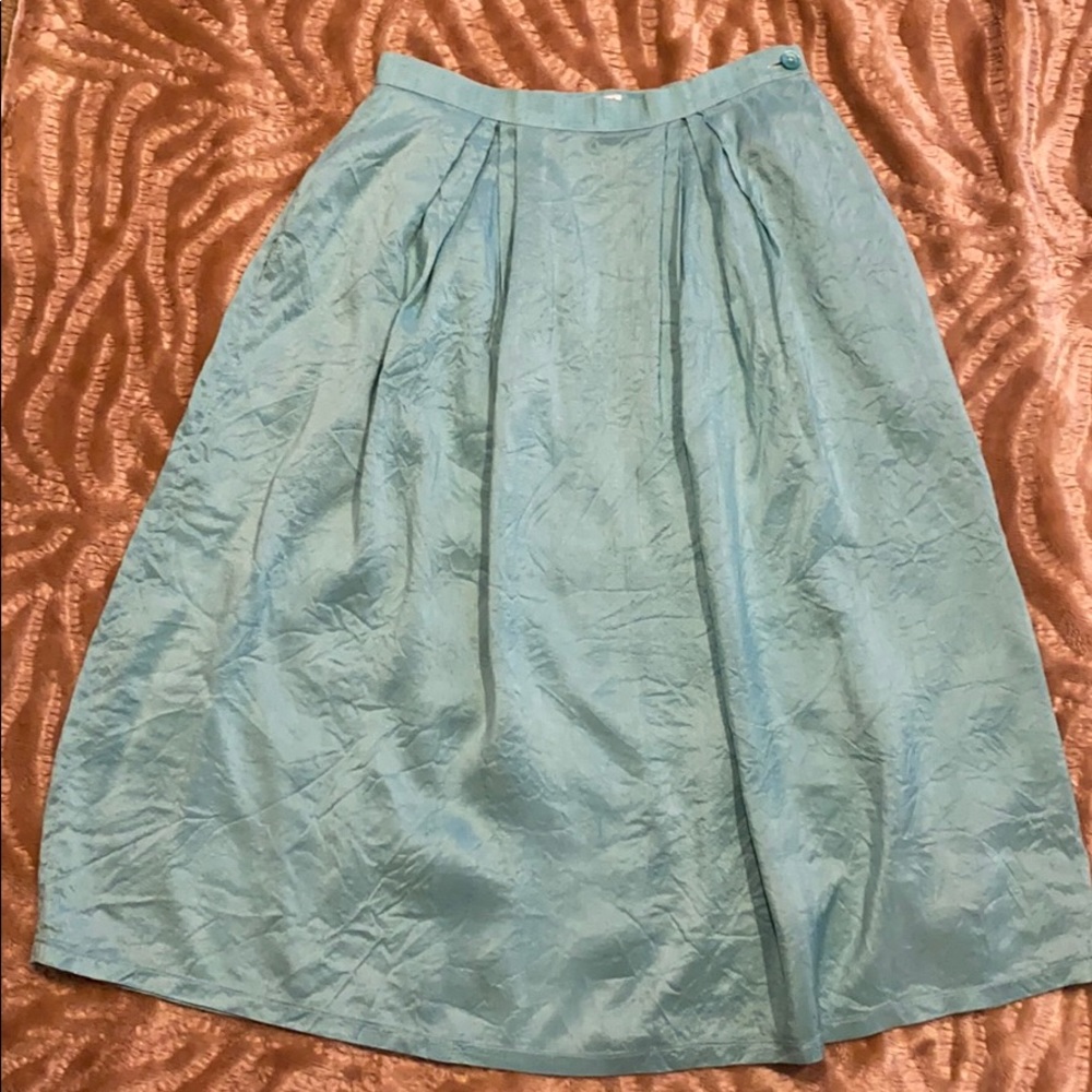 ~Rive Droite~ Vintage Baby Blue Silk Skirt